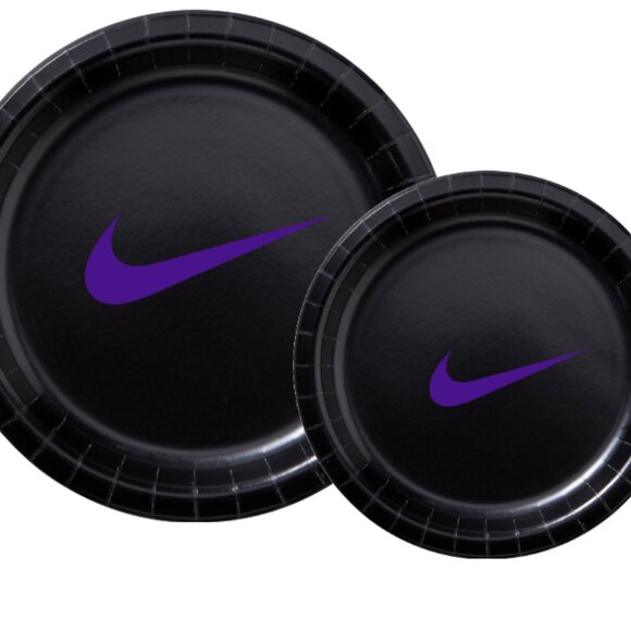 Sw00sh Plates | Black & Purple Basketball Party Paper Plates | Disposable 60 pcs - Picture 1 of 6